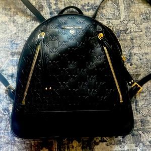 Michael Kors Black Leather backpack “Brooklyn”. 11 in tall, 10in wide, 6 deep